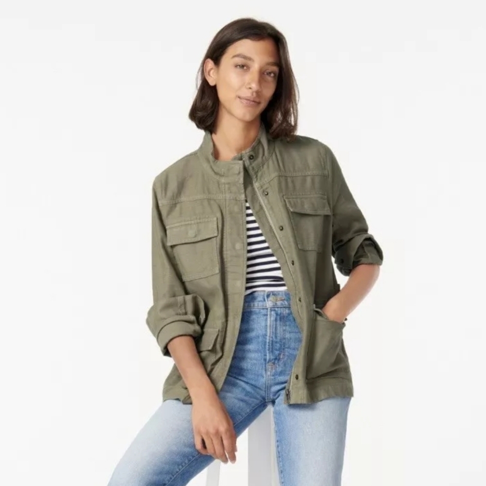 J. Crew Garment-Dyed Military Jacket Size Small Utility Field‎ Travel Green